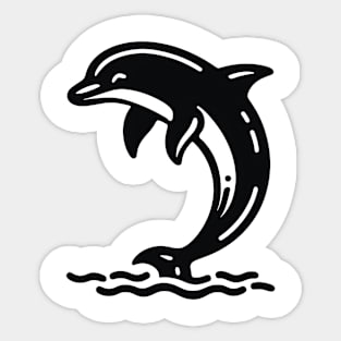 Stick Figure of a Dolphin in Black Ink Sticker